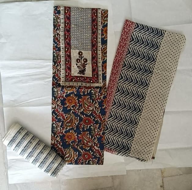 DRAVINAM Trends Women's Ethnic Pure Cotton Jaipuri Printed Unstitched Salwar Suit Dress Material with Dupatta