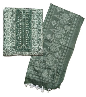 DRAVINAM Trends Women's Printed Embroidered and Hand Work Premium Cotton Jaipuri Unstitched Salwar Suit Dress Material with Mulmul Cotton Dupatta