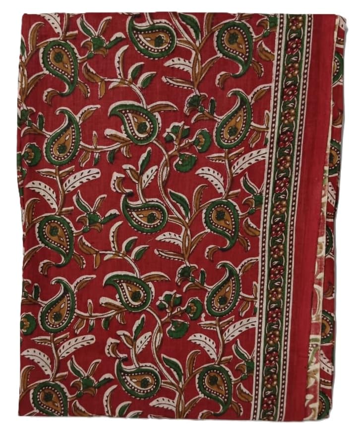 DRAVINAM Trends Jaipuri Sanganari Print Cambric Cotton Unstitched Salwar Suit Dress Material for Women with Mulmul Cotton Dupatta