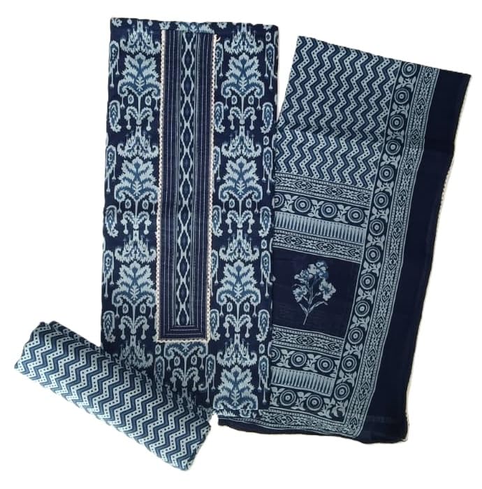 DRAVINAM Trends Women's Jaipuri Printed Embroidered and Hand Work Premium Cambric Cotton Unstitched Salwar Suit Dress Material with Mulmul Cotton Dupatta