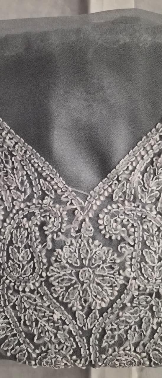 DRAVINAM Trends Women Unstitched Lucknow Hand Work Chikankari Faux Georgette Suit Dress Material with Dupatta
