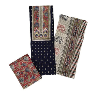 DRAVINAM Trends Women's Unstitched Rayon Batik Print Hand Work Dress Material Salwar Suit Set with Printed Cotton Dupatta