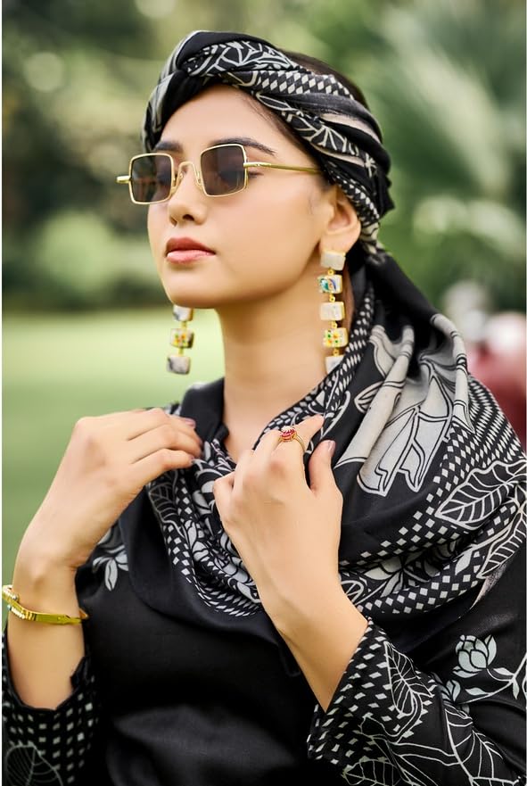 DRAVINAM Trends Women's Winter Wear Kashmiri Kani Printed Warm Salwar Kameez Dress Material with Swaroski Work and Twill Pashmina Printed Shawl Dupatta