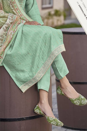 DRAVINAM Trends Women's Pure Viscose Upada Silk Sequence work Unstitched Salwar Suit Material with Pure Muslin Digital Print Sequence Dupatta (Free size_Pink)