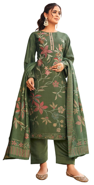 DRAVINAM Trends Women's Unstitched Salwar Suit Dress Material Pure Viscose Maslin Digital Print Embroidered Kameez Plain Unstitched Bottoms and Maslin Digital print Dupatta