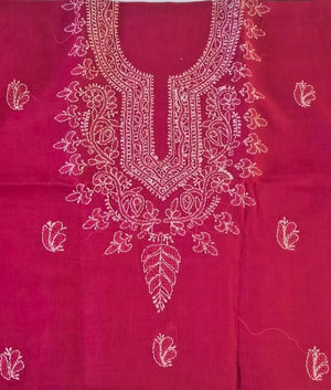 DRAVINAM Trends Women’s Cotton Unstitched Chikankari Suit Set with Dupatta & Bottom | Hand-Embroidered Lucknowi Dress Material | Premium Ethnic Wear for Women | Free Size (3-Piece)