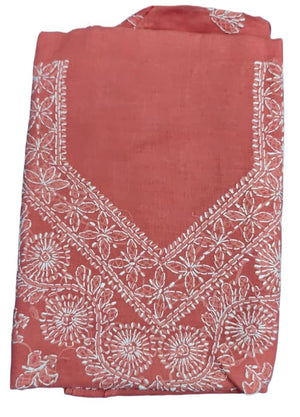 DRAVINAM Trends Women’s Cotton Unstitched Chikankari Suit Set with Dupatta & Bottom | Hand-Embroidered Lucknowi Dress Material | Premium Ethnic Wear for Women | Free Size (3-Piece)