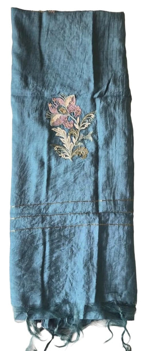 DRAVINAM Trends Women's Modal Floral Printed Unstitched Suit Set with Embroidered Neck Yoke, Malai Cotton Bottom & Soft Silk Dupatta