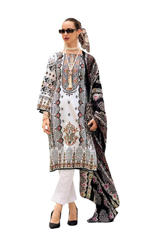 DRAVINAM Trends Kurti 2.50 mtrs, Pure Cotton (3 mtrs apx), Pure MAL MAL Cotton Dupatta Digital Print|Black 1