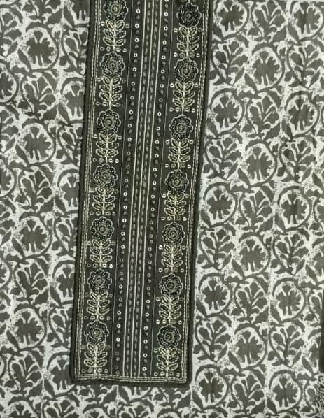 DRAVINAM Trends Women's Premium Cotton Jaipuri Printed Embroidered and Hand Work Unstitched Salwar Suit Dress Material with Mulmul Cotton Dupatta