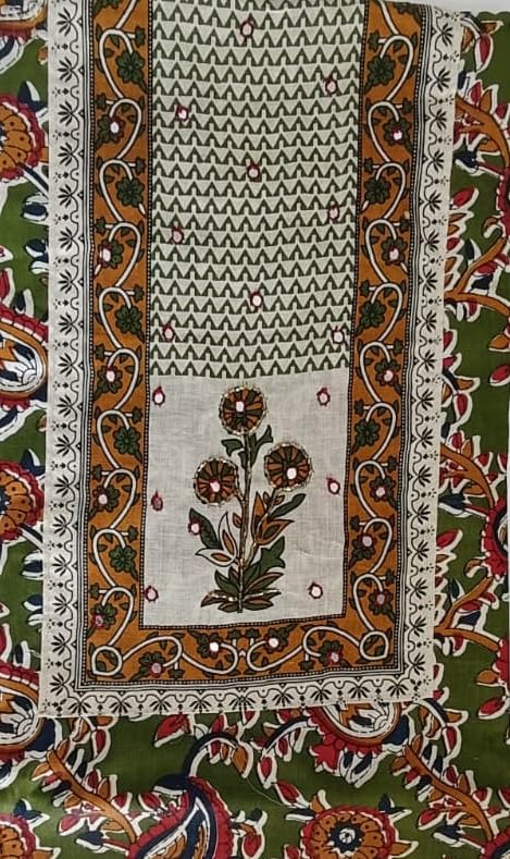 DRAVINAM Trends Women's Ethnic Pure Cotton Jaipuri Printed Unstitched Salwar Suit Dress Material with Dupatta