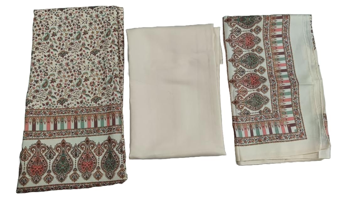 DRAVINAM Trends Women's Winter Wear Unstitched Warm Digital Printed Kani Kashmiri Toosh Pashmina Wool Salwar Suit Dress Material with Digital Printed Toosh Pashmina Shawl