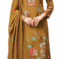 DRAVINAM Trends Unstitch Premium Viscose Bemberg Maslin Suit Dress Material II Pure Maslin Top Fabric with Aari work & Swaroski Detailing I Viscose Rayon Bottom I Digital Printed Maslin Dupatta