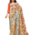 DRAVINAM Trends Women's Linen Cotton Saree with Self Printed Blouse Piece