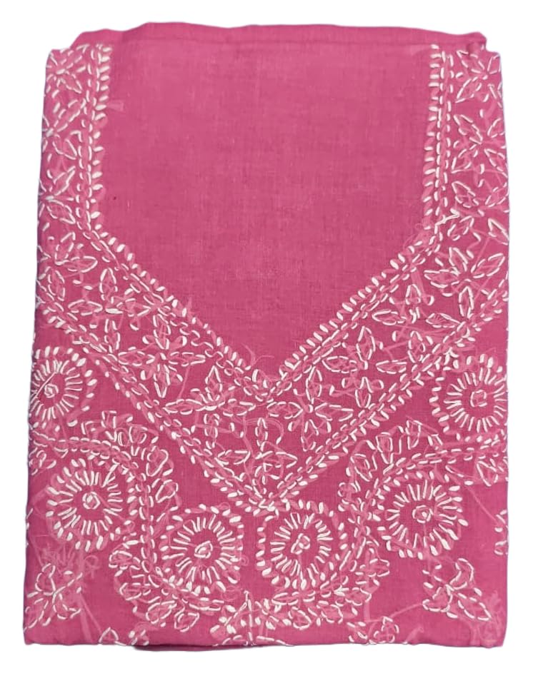 DRAVINAM Trends Women's Cotton Hand Embroidered Lucknowi Chikan Salwar Suit Material
