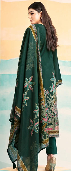 DRAVINAM Trends Women's Pure Viscose Masline Digital and Foil Print With Fancy Embroidery Work Unstitched Suit Dress Material with Maslin Printed Dupatta