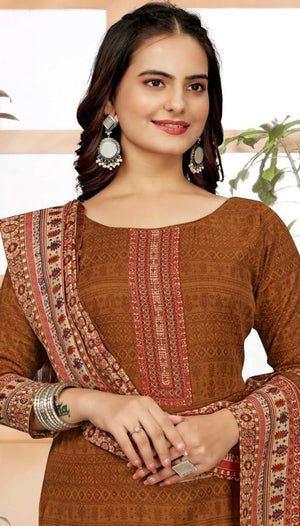 DRAVINAM Trends Women's Unstitched Winter Wear Digital Printed Heavy Woolen Pashmina Salwar Suit Dress Material with Printed Shawl Dupatta