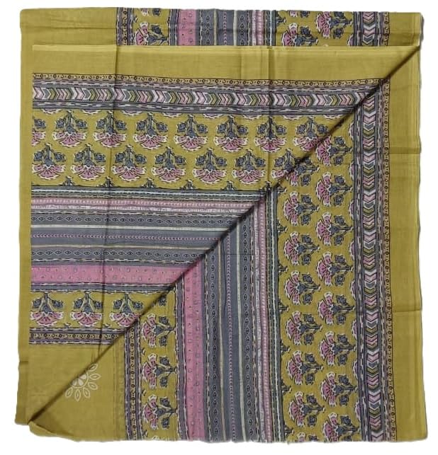 DRAVINAM Trends Jaipuri Sanganari Print Cambric Cotton Unstitched Salwar Suit Dress Material for Women with Mulmul Cotton Dupatta
