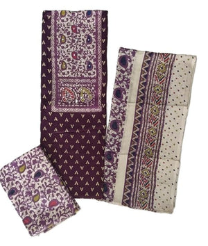 DRAVINAM Trends Women's Unstitched Rayon Batik Print Hand Work Dress Material Salwar Suit Set with Printed Cotton Dupatta