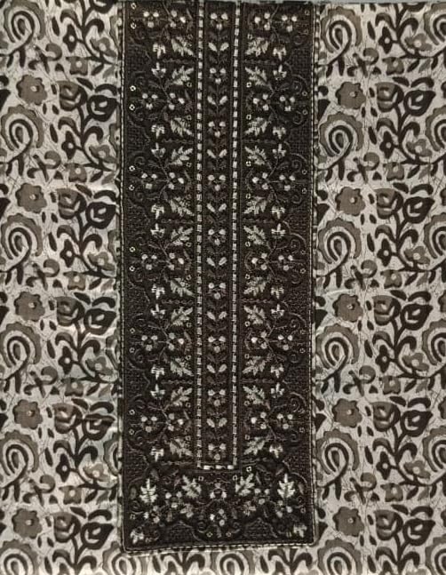 DRAVINAM Trends Women's Printed Embroidered and Hand Work Premium Cotton Jaipuri Unstitched Salwar Suit Dress Material with Mulmul Cotton Dupatta