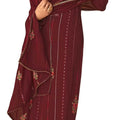 DRAVINAM Trends Women's Heavy Zari Embroidered Pure Georgette Unstitched Salwar Suit Dress Material with Real Georgette Embroidered Heavy Dupatta (Maroon)