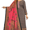 DRAVINAM Trends Women's Spun Pashmina Embroidered Kashmiri Kaani Printed winter wear Salwar suit Dress Material with Spun Pashmina Kashmiri printed Shawl dupatta (Black)