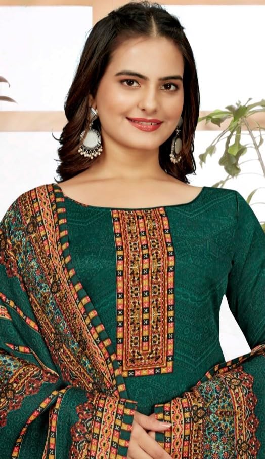 DRAVINAM Trends Women's Unstitched Winter Wear Digital Printed Heavy Woolen Pashmina Salwar Suit Dress Material with Printed Shawl Dupatta