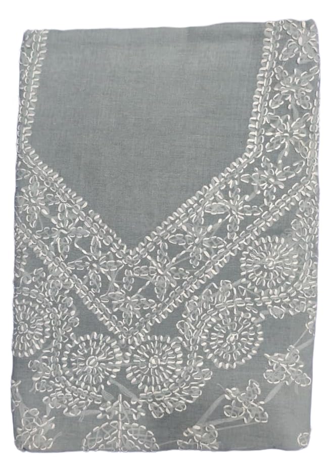 DRAVINAM Trends Women’s Cotton Unstitched Chikankari Suit Set with Dupatta & Bottom | Hand-Embroidered Lucknowi Dress Material | Premium Ethnic Wear for Women | Free Size (3-Piece)