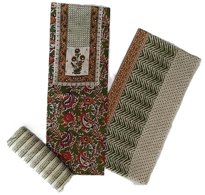 DRAVINAM Trends Women's Ethnic Pure Cotton Jaipuri Printed Unstitched Salwar Suit Dress Material with Dupatta