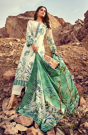DRAVINAM Trends Jam Cotton Suit Embroidered Dress Material Salwar Suit with Unstitched Bottoms and Cotton Dupatta