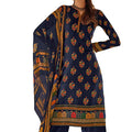 DRAVINAM Trends Women’s winter wear woollen Unstitched Salwar Suit dress material with printed bemberg chiffon Dupatta/Chunni (Free size_blue)