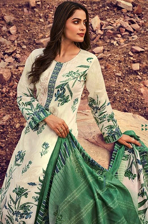 DRAVINAM Trends Jam Cotton Suit Embroidered Dress Material Salwar Suit with Unstitched Bottoms and Cotton Dupatta
