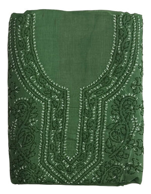 DRAVINAM Trends Women’s Cotton Unstitched Chikankari Suit Set with Dupatta & Bottom | Hand-Embroidered Lucknowi Dress Material | Premium Ethnic Wear for Women | Free Size (3-Piece)