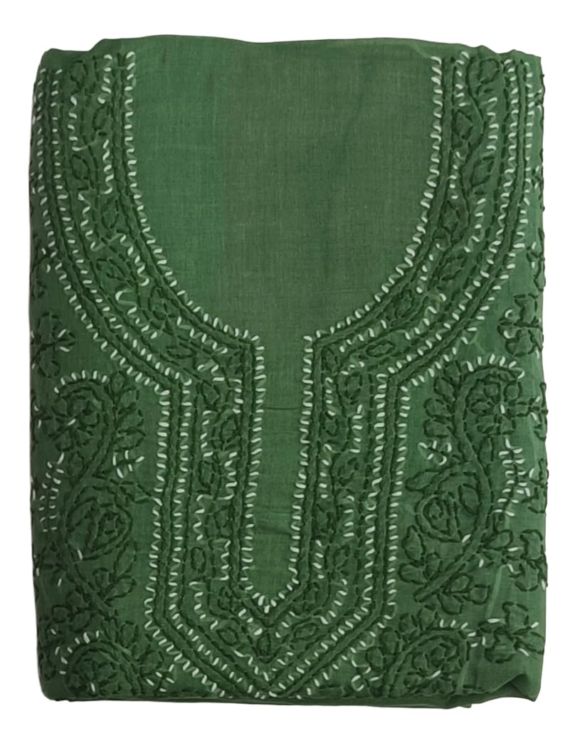 DRAVINAM Trends Women’s Cotton Unstitched Chikankari Suit Set with Dupatta & Bottom | Hand-Embroidered Lucknowi Dress Material | Premium Ethnic Wear for Women | Free Size (3-Piece)