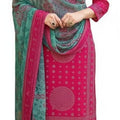 DRAVINAM Trends Women's Unstitched Salwar Suit Dress Material - Pure Cotton Print with Mirror Work Kameez | Plain Bottom |Chiffon Print Dupatta