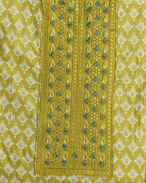 DRAVINAM Trends Women's Premium Cotton Jaipuri Printed Embroidered and Hand Work Unstitched Salwar Suit Dress Material with Mulmul Cotton Dupatta