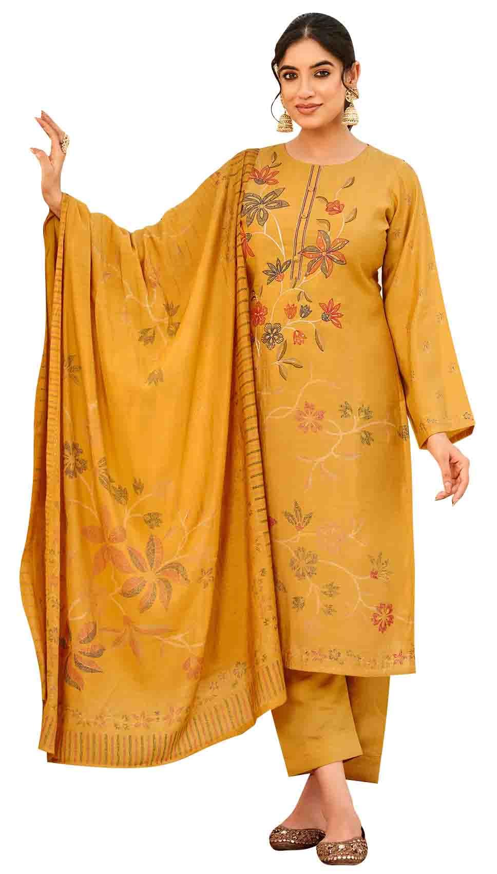 DRAVINAM Trends Women's Unstitched Salwar Suit Dress Material Pure Viscose Maslin Digital Print Embroidered Kameez Plain Unstitched Bottoms and Maslin Digital print Dupatta