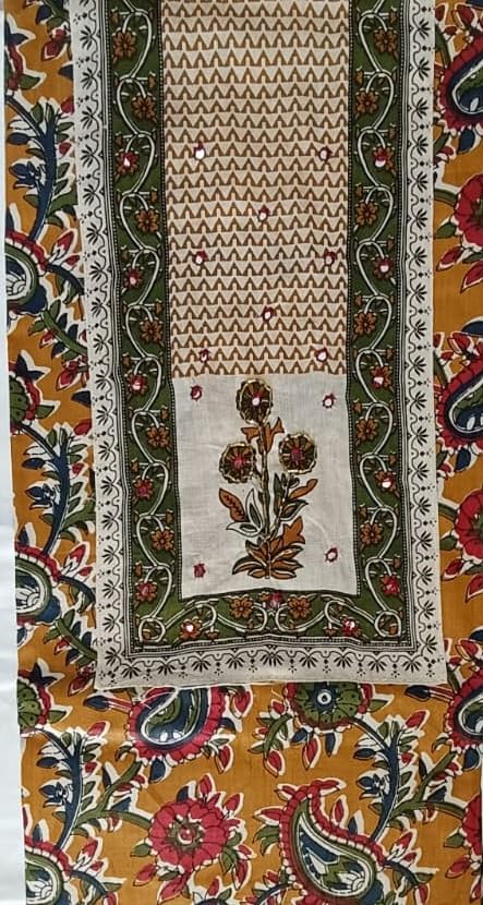 DRAVINAM Trends Women's Ethnic Pure Cotton Jaipuri Printed Unstitched Salwar Suit Dress Material with Dupatta