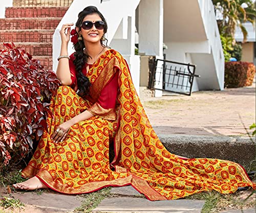 DRAVINAM Trends Women's Woven Pure Georgette Saree (Vaa_10_Dark Peach)