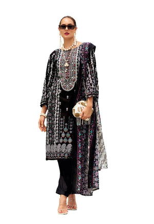 DRAVINAM Trends Kurti 2.50 mtrs, Pure Cotton (3 mtrs apx), Pure MAL MAL Cotton Dupatta Digital Print|Black 1