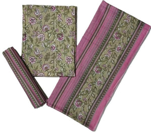 DRAVINAM Trends Jaipuri Sanganari Print Cambric Cotton Unstitched Salwar Suit Dress Material for Women with Mulmul Cotton Dupatta