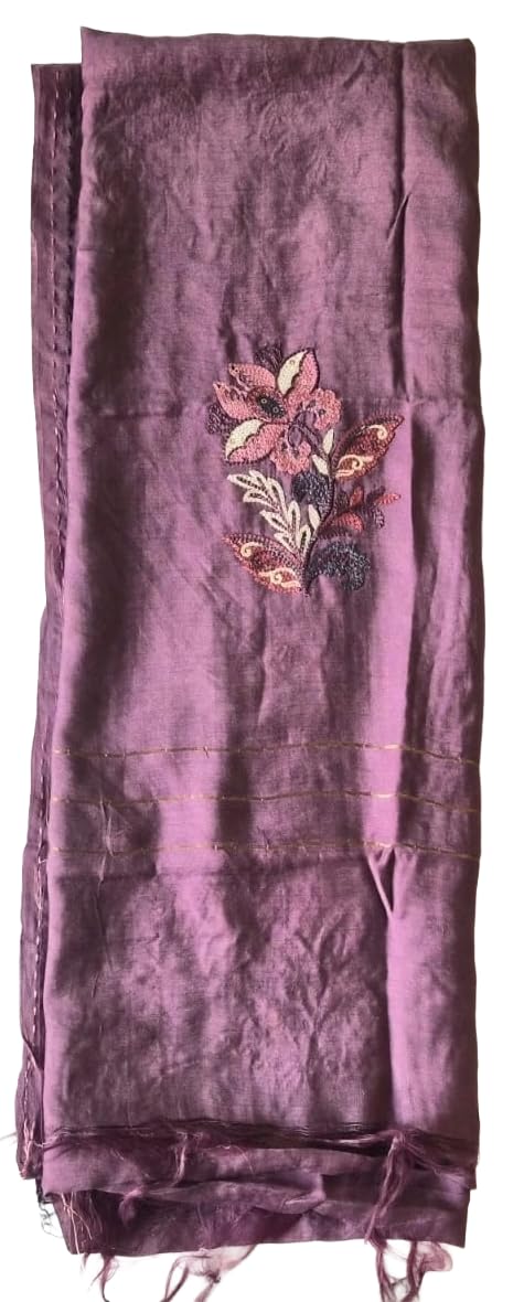 DRAVINAM Trends Women's Modal Floral Printed Unstitched Suit Set with Embroidered Neck Yoke, Malai Cotton Bottom & Soft Silk Dupatta