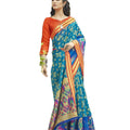 DRAVINAM Trends Women's Cotton Blend Saree With Blouse Piece (ShCh_1_Orange & Blue)
