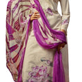 DRAVINAM Trends Unstitch Suit Dress Material for Women II Handcrafted Sequence Cambric Lawn Cotton Top II Cambric Lawn Cotton Unstitch Bottom II Pure Bemberg Dupatta