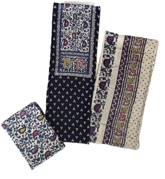 DRAVINAM Trends Women's Unstitched Rayon Batik Print Hand Work Dress Material Salwar Suit Set with Printed Cotton Dupatta