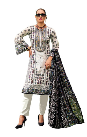 DRAVINAM Trends Kurti 2.50 mtrs, Pure Cotton (3 mtrs apx), Pure MAL MAL Cotton Dupatta Digital Print|Black 1