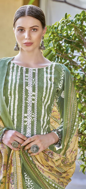 DRAVINAM Trends Unstitched Rayon Kurta Pant Dress Material Set with Cotton Printed Dupatta for Women