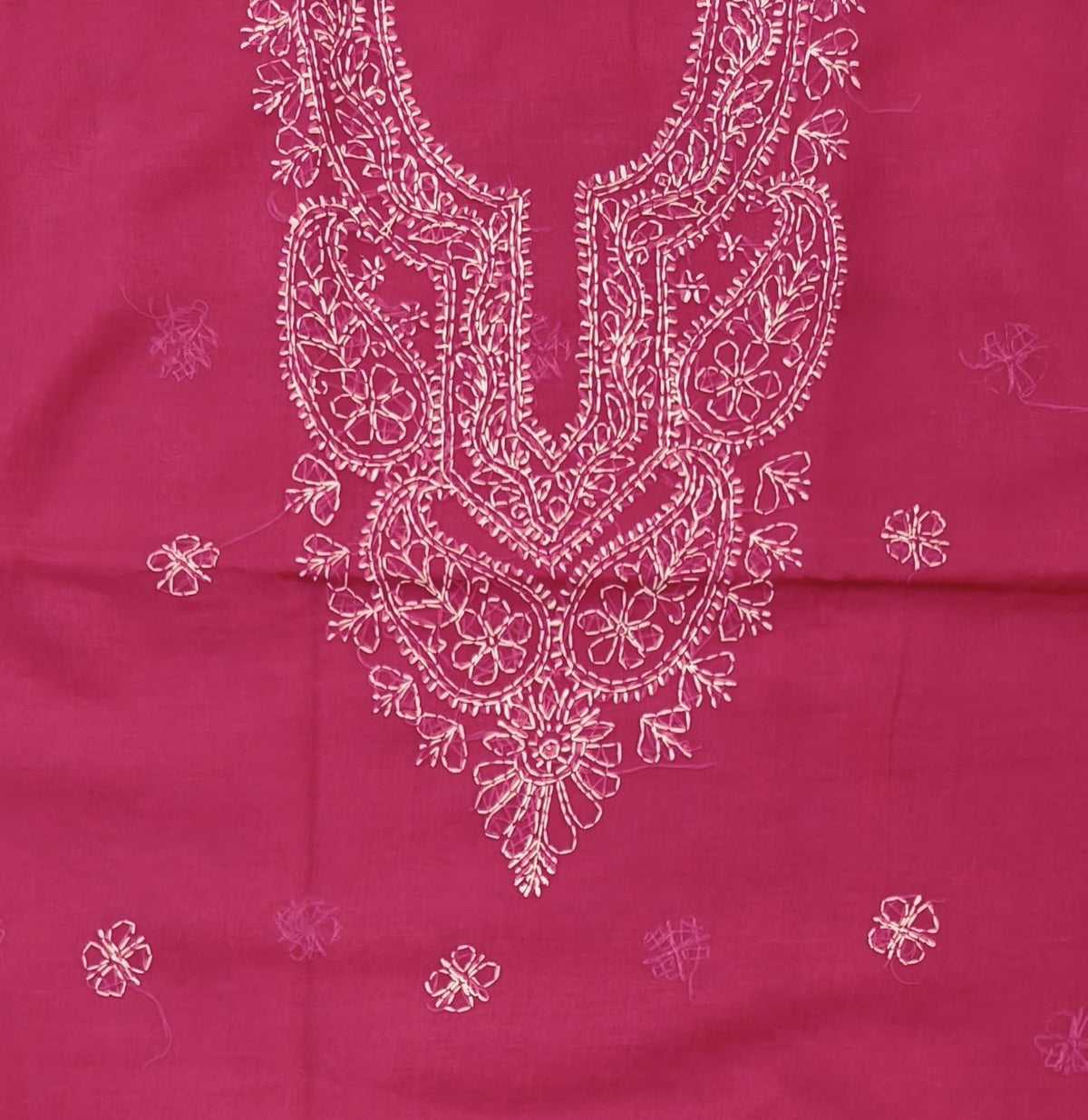 DRAVINAM Trends Women’s Cotton Unstitched Chikankari Suit Set with Dupatta & Bottom | Hand-Embroidered Lucknowi Dress Material | Premium Ethnic Wear for Women | Free Size (3-Piece)