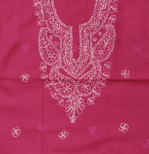 DRAVINAM Trends Women’s Cotton Unstitched Chikankari Suit Set with Dupatta & Bottom | Hand-Embroidered Lucknowi Dress Material | Premium Ethnic Wear for Women | Free Size (3-Piece)