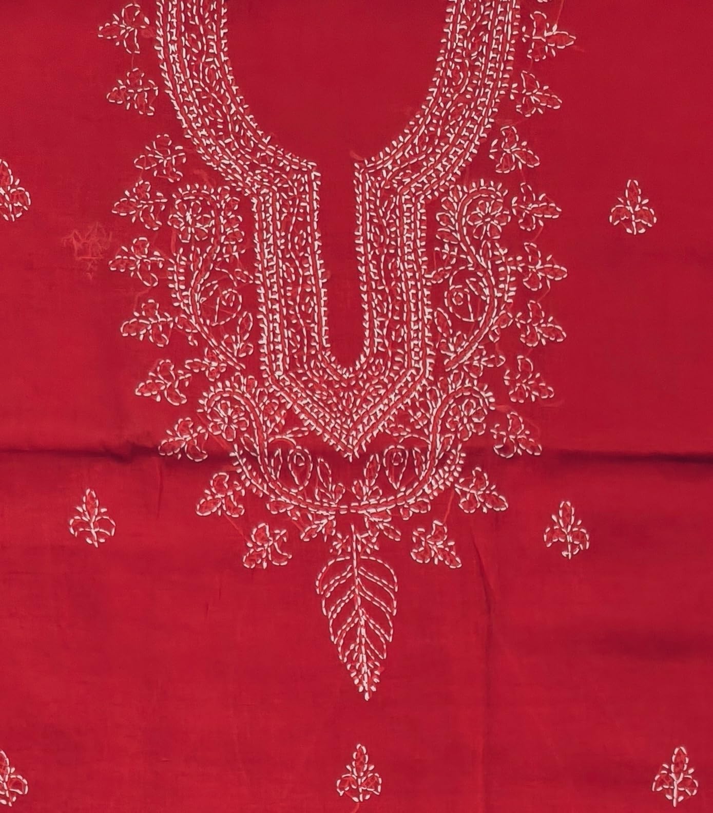 DRAVINAM Trends Women’s Cotton Unstitched Chikankari Suit Set with Dupatta & Bottom | Hand-Embroidered Lucknowi Dress Material | Premium Ethnic Wear for Women | Free Size (3-Piece)